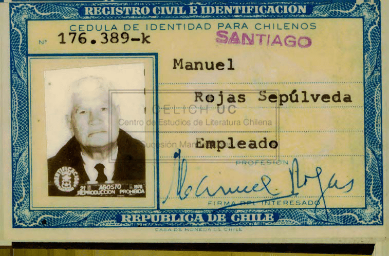 Cédula de identidad de Manuel Rojas