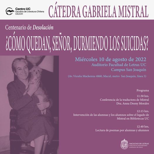 Cátedra Gabriela Mistral: centenario de Desolación